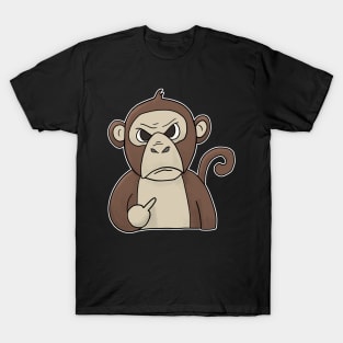 Grumpy Monkey Ape Holding Middle Finger T-Shirt